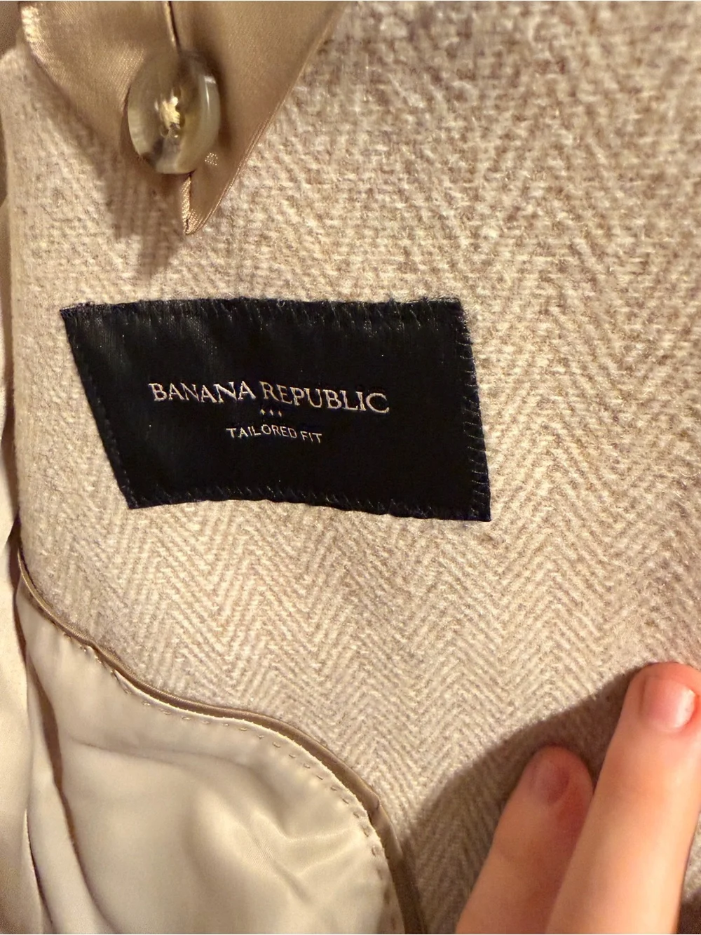 Banana Republic Thick Wool Blend Cream Textured Single-Breasted Blazer